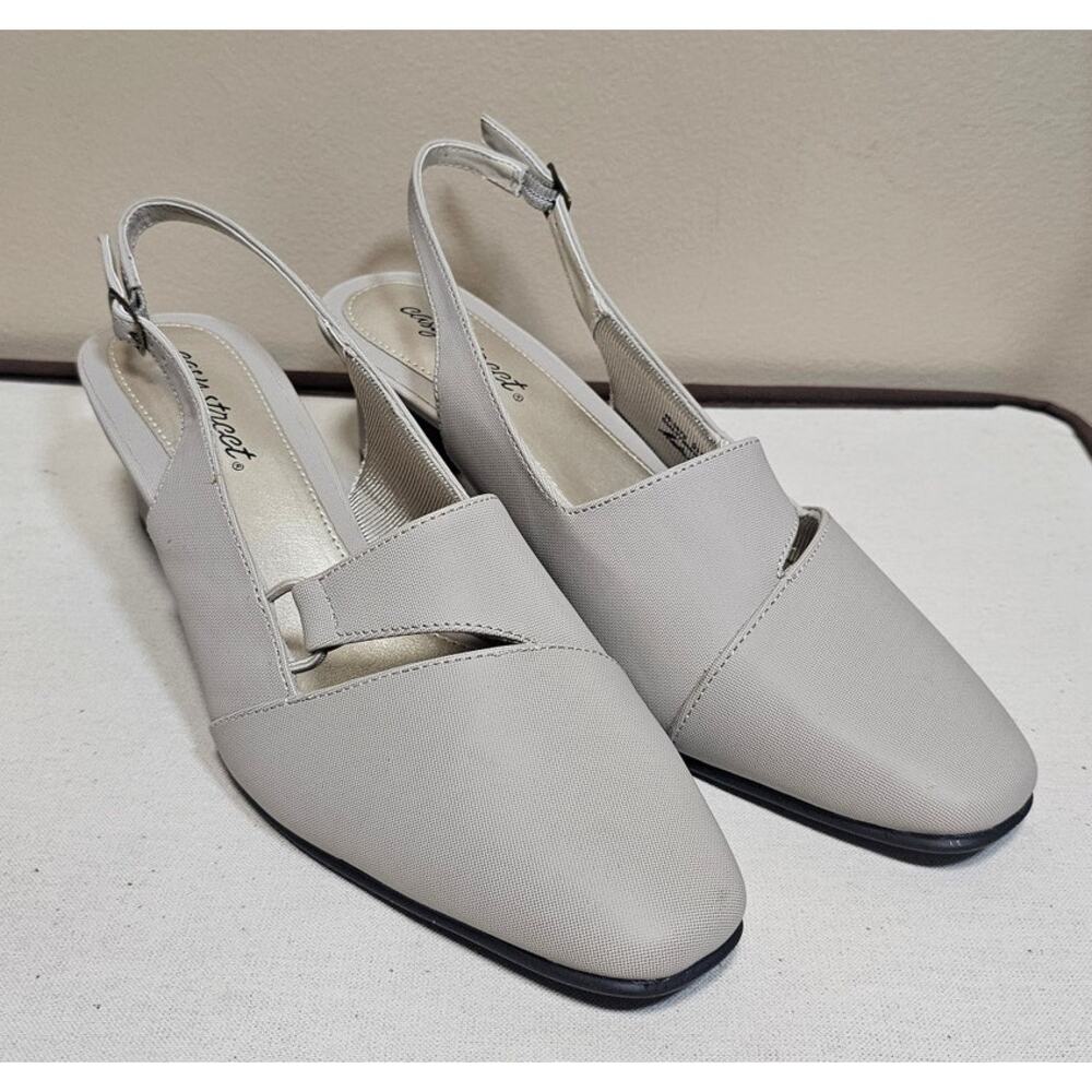 Easy Street Pumps Choice Suede Slingback, Comfort shoes, Bone Reptile, Sz 9.5